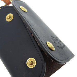 美品 イルビゾンテ 54 1 5432404150 牛革 メタル ネイビー 紺 キーケース 0591【中古】IL BISONTE