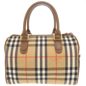 美品 バーバリー ヴィンテージ ノバチェック キャンバス レザー ベージュ ブラウン 2WAY ハンドバッグ ミニボストンバッグ ショルダーバッグ 0604【中古】BURBERRY