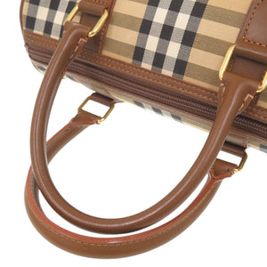 美品 バーバリー ヴィンテージ ノバチェック キャンバス レザー ベージュ ブラウン 2WAY ハンドバッグ ミニボストンバッグ ショルダーバッグ 0604【中古】BURBERRY