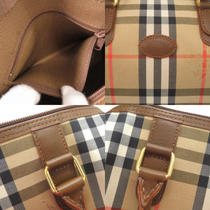 美品 バーバリー ヴィンテージ ノバチェック キャンバス レザー ベージュ ブラウン 2WAY ハンドバッグ ミニボストンバッグ ショルダーバッグ 0604【中古】BURBERRY