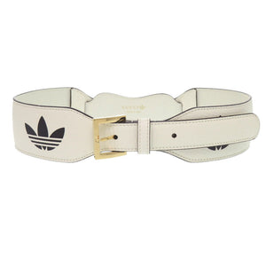 美品 グッチ アディダス ホースビット 625854 レザー ホワイト ベルト 白 0608【中古】GUCCI