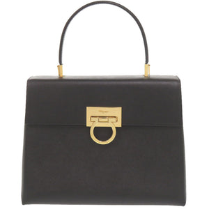 美品 サルヴァトーレフェラガモ ガンチーニ レザー ブラック ハンドバッグ 黒 0611【中古】Salvatore Ferragamo