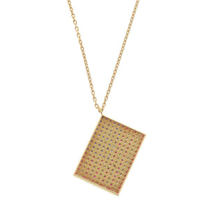 美品 アメリカ国旗モチーフ サファイア0.50ct / ルビー0.63ct / ダイヤモンド0.48ct K18YG イエローゴールド ネックレス ジュエリー 0626【中古】星条旗モチーフ