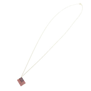 美品 アメリカ国旗モチーフ サファイア0.50ct / ルビー0.63ct / ダイヤモンド0.48ct K18YG イエローゴールド ネックレス ジュエリー 0626【中古】星条旗モチーフ