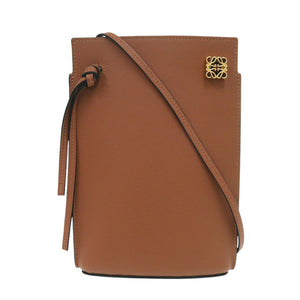 美品 ロエベ ダイスポケット ショルダーバッグ レザー ブラウン 0649【中古】LOEWE
