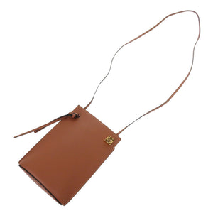美品 ロエベ ダイスポケット ショルダーバッグ レザー ブラウン 0649【中古】LOEWE
