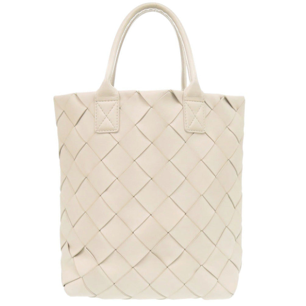 美品 ボッテガヴェネタ 2WAY マキシ イントレチャート ラムスキン アイボリー トートバッグ 白 0652【中古】BOTTEGAVENETA