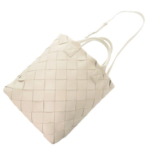 美品 ボッテガヴェネタ 2WAY マキシ イントレチャート ラムスキン アイボリー トートバッグ 白 0652【中古】BOTTEGAVENETA