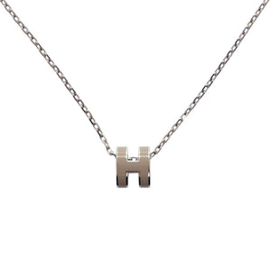 美品 エルメス ミニポップアッシュ ST 02 63 メタル グレー ネックレス 0659【中古】HERMES