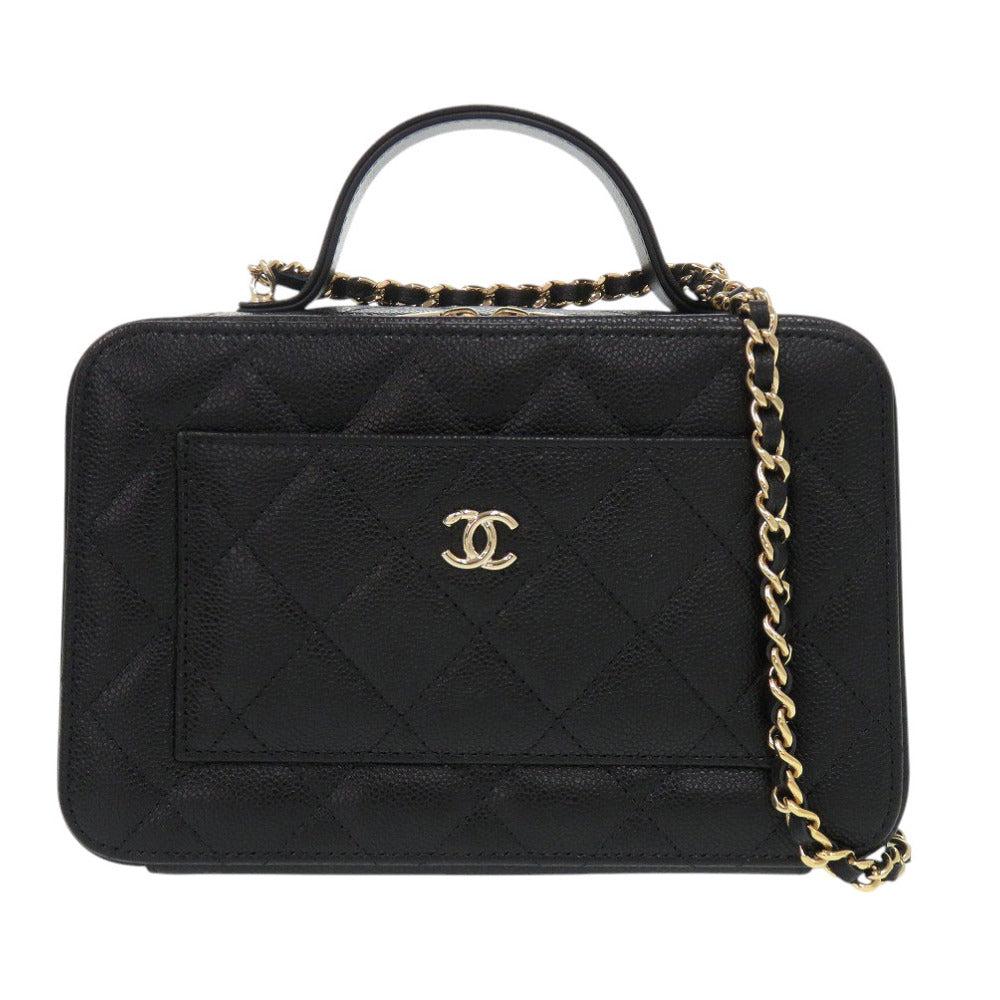 未使用 シャネル マトラッセ AP4778 キャビアスキン ブラック ゴールドチェーンショルダーバッグ ヴァニティケース 黒 ココマーク 0661【中古】CHANEL