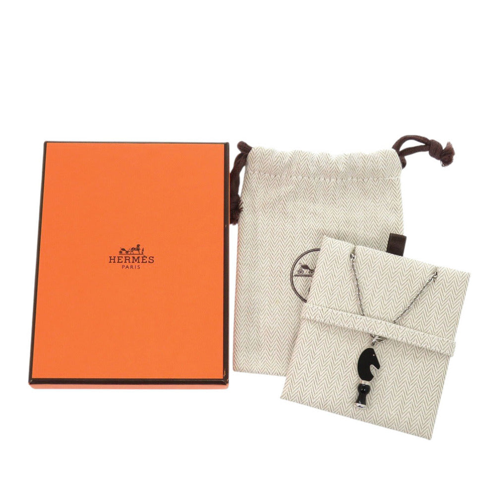 新品同様 エルメス カヴァリエ メタル ブラック ネックレス 黒 0722【中古】HERMES