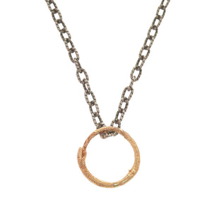 美品 グッチ ウロボロス シルバー925 K18PG 750PG シルバー ピンクゴールド ネックレス 0723【中古】GUCCI