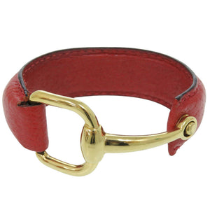 美品 グッチ ホースビット レザー レッド バングル 赤 0774【中古】GUCCI
