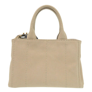 美品 プラダ カナパ ミニ 1BG439 キャンバス ベージュ ネイビー トートバッグ 0800【中古】PRADA