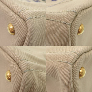 美品 プラダ カナパ ミニ 1BG439 キャンバス ベージュ ネイビー トートバッグ 0800【中古】PRADA