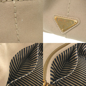 美品 プラダ カナパ ミニ 1BG439 キャンバス ベージュ ネイビー トートバッグ 0800【中古】PRADA