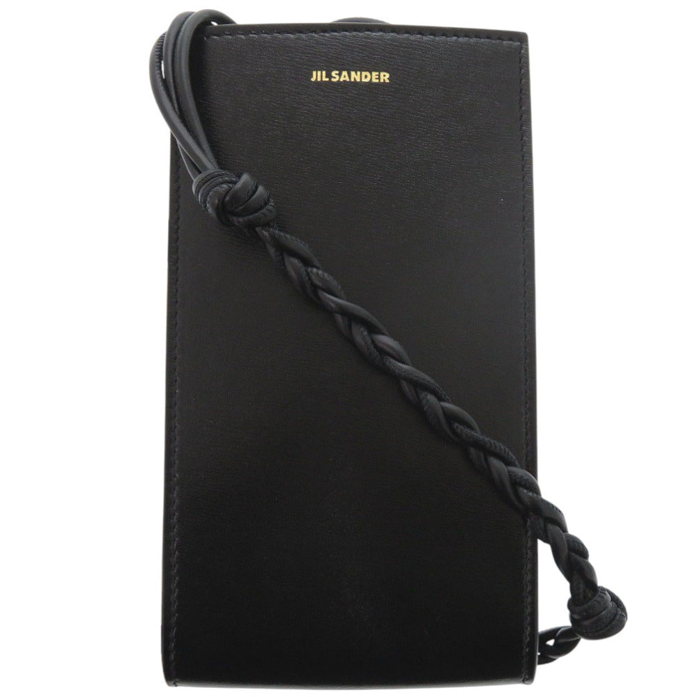 新品同様 ジルサンダー フォンホルダー タングル レザー ブラック ショルダーバッグ 黒 0806【中古】JIL SANDER