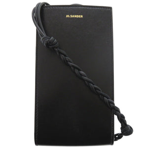 新品同様 ジルサンダー フォンホルダー タングル レザー ブラック ショルダーバッグ 黒 0806【中古】JIL SANDER