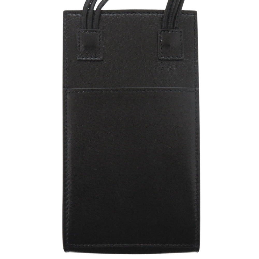 新品同様 ジルサンダー フォンホルダー タングル レザー ブラック ショルダーバッグ 黒 0806【中古】JIL SANDER