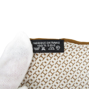 美品 エルメス ロサンジュPM Hロゴ柄 シルク ブラウン スカーフ 0829【中古】HERMES