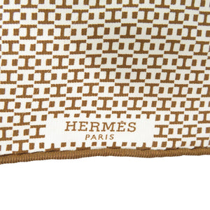美品 エルメス ロサンジュPM Hロゴ柄 シルク ブラウン スカーフ 0829【中古】HERMES