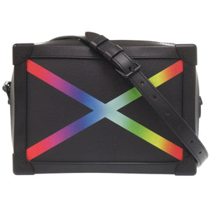 ルイ ヴィトン ソフトトランク レインボーカラー タイガ M30341 レザー ブラック ショルダーバッグ 黒 LV 0844【中古】LOUIS VUITTON メンズ