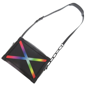 ルイ ヴィトン ソフトトランク レインボーカラー タイガ M30341 レザー ブラック ショルダーバッグ 黒 LV 0844【中古】LOUIS VUITTON メンズ