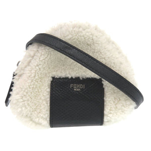 美品 フェンディ オニギリショルダーバック 7AS240 シープスキン レザー ホワイト ブラック 0847【中古】FENDI