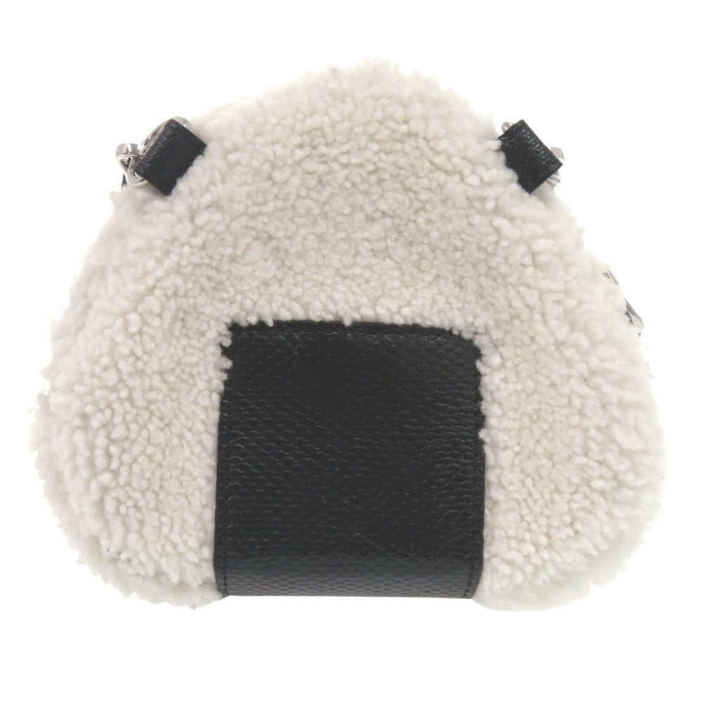 美品 フェンディ オニギリショルダーバック 7AS240 シープスキン レザー ホワイト ブラック 0847【中古】FENDI