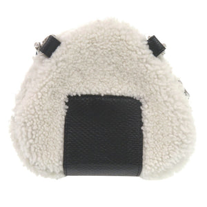 美品 フェンディ オニギリショルダーバック 7AS240 シープスキン レザー ホワイト ブラック 0847【中古】FENDI