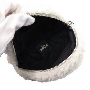 美品 フェンディ オニギリショルダーバック 7AS240 シープスキン レザー ホワイト ブラック 0847【中古】FENDI