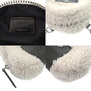 美品 フェンディ オニギリショルダーバック 7AS240 シープスキン レザー ホワイト ブラック 0847【中古】FENDI