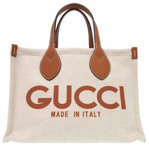 新品同様 グッチ プリント ミディアムトート 772144 2way キャンバス レザー ベージュ 0852【中古】GUCCI