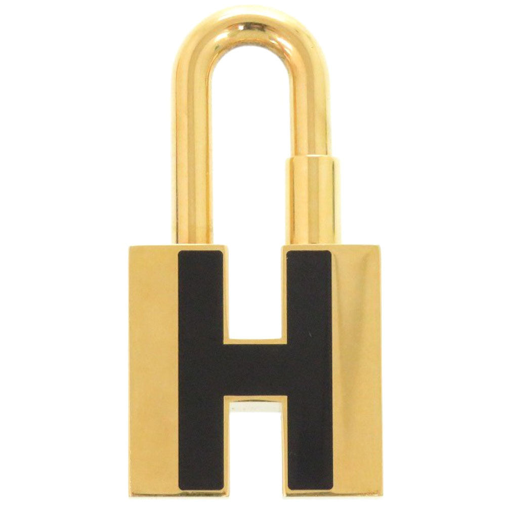 美品 エルメス チャーム ペンダントトップ カデナ Hモチーフ メタル ゴールド/ブラック キーホルダー 0930【中古】HERMES