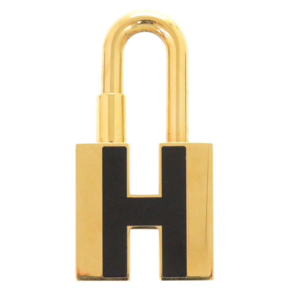 美品 エルメス チャーム ペンダントトップ カデナ Hモチーフ メタル ゴールド/ブラック キーホルダー 0930【中古】HERMES