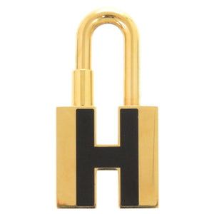 美品 エルメス チャーム ペンダントトップ カデナ Hモチーフ メタル ゴールド/ブラック キーホルダー 0930【中古】HERMES