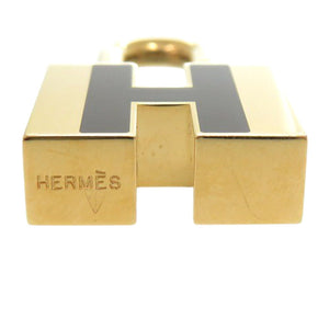 美品 エルメス チャーム ペンダントトップ カデナ Hモチーフ メタル ゴールド/ブラック キーホルダー 0930【中古】HERMES
