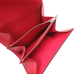 未使用品 エルメス コンスタンス コンパクト ヴォーエプソン レッド □O刻印 赤 二つ折り財布 0931【中古】HERMES