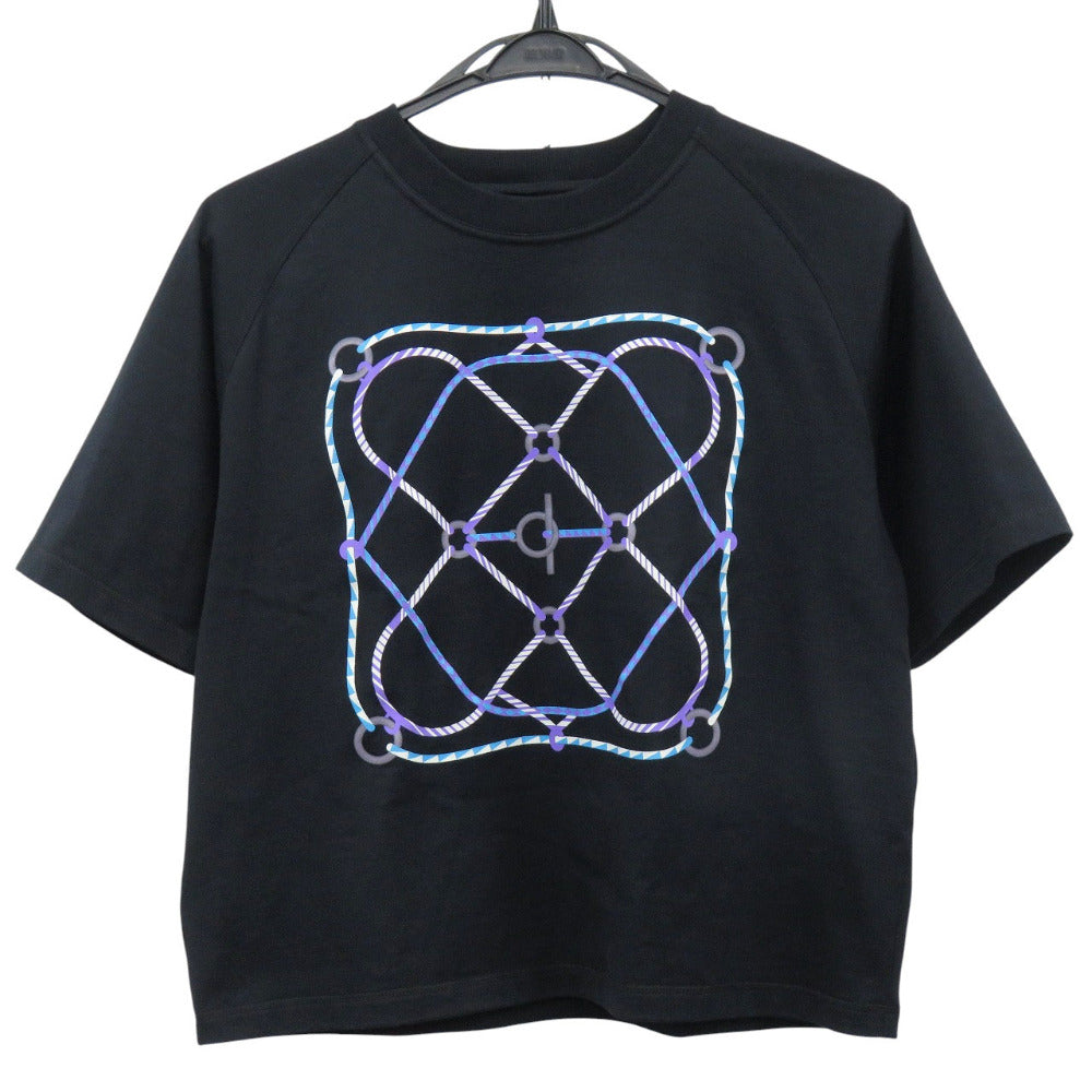 美品 エルメス フィギュア アーティスティック FIGURE ARTISTIQUE 3H4609DL コットン ブラック 半袖Ｔシャツ 0934【中古】HERMES