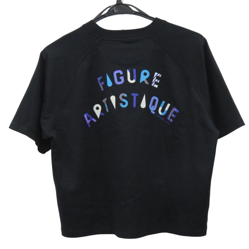 美品 エルメス フィギュア アーティスティック FIGURE ARTISTIQUE 3H4609DL コットン ブラック 半袖Ｔシャツ 0934【中古】HERMES