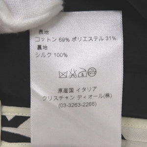 美品 クリスチャンディオール格子柄 チェック柄 ワンピース コットン ポリエステル シルク ホワイト ブラック ノースリーブワンピース 0954【中古】Christian Dior