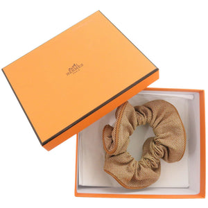 未使用 エルメス シュシュ クラウディア プラン エア コットン/ポリウレタン ブラウン 茶 0986【中古】HERMES