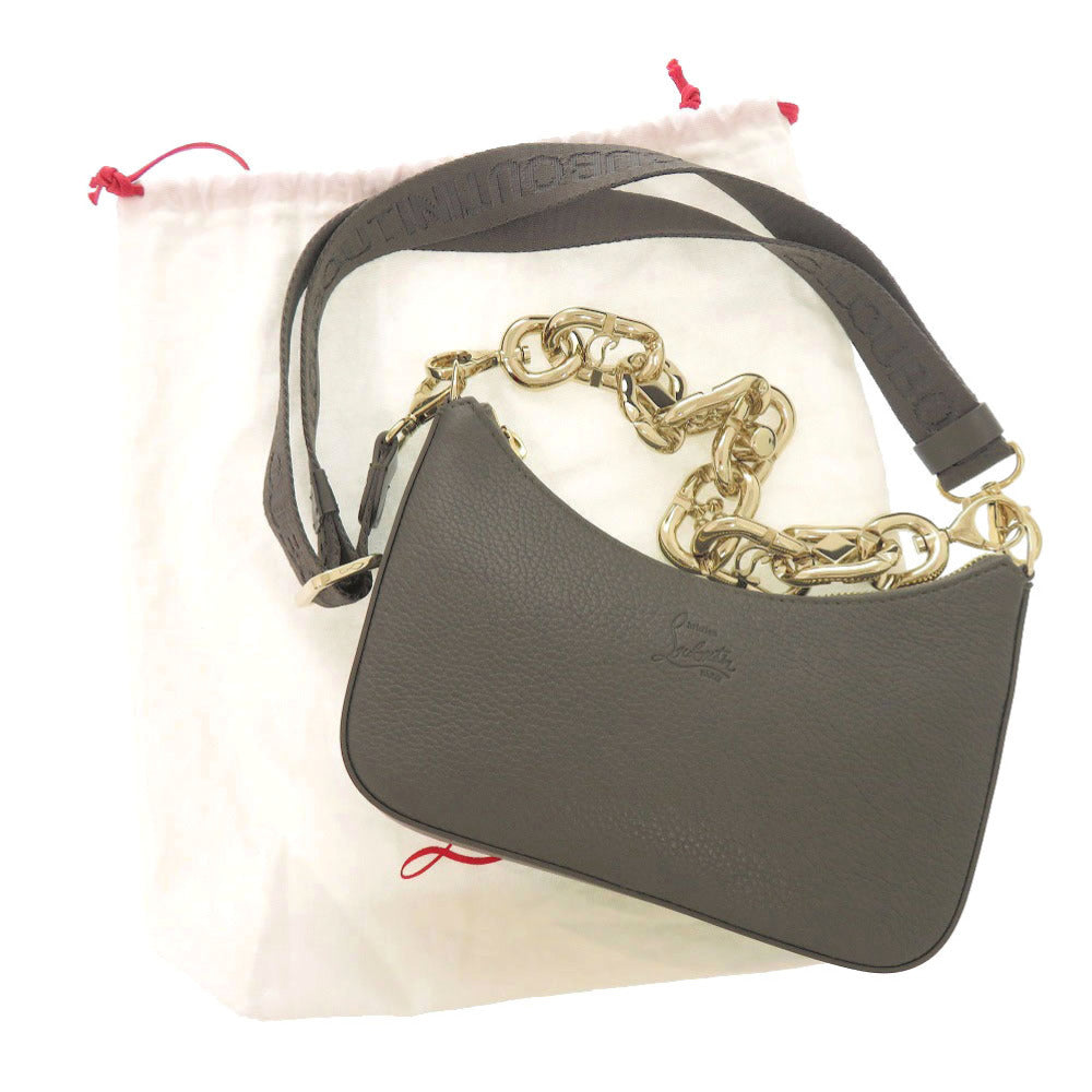 新品同様 クリスチャンルブタン ルビラ レザー グレー系 ショルダーバッグ 0997【中古】Christian Louboutin