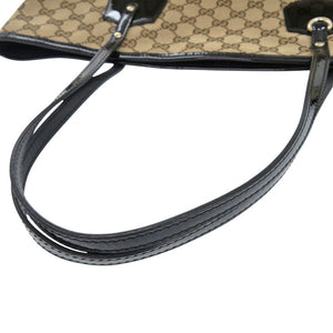 美品 グッチ 211976 GGキャンバス ベージュ ブラック トートバッグ 黒 1027【中古】GUCCI