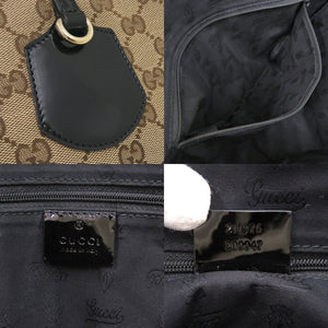 美品 グッチ 211976 GGキャンバス ベージュ ブラック トートバッグ 黒 1027【中古】GUCCI