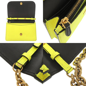 美品 バーバリー レザー ネオンイエロー ショルダーバッグ ショルダーウォレット 1045【中古】BURBERRY