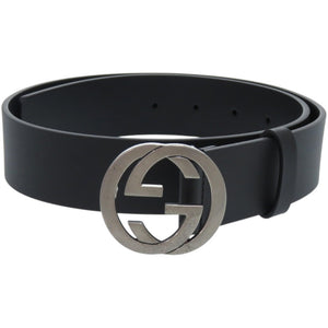 新品同様 グッチ インターロッキングG 368186 BGH0N 75 30 1476 レザー ブラック 黒 ベルト 1049【中古】GUCCI