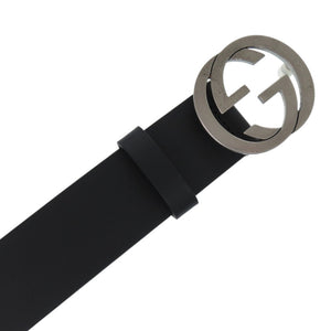 新品同様 グッチ インターロッキングG 368186 BGH0N 75 30 1476 レザー ブラック 黒 ベルト 1049【中古】GUCCI