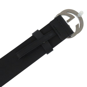 新品同様 グッチ インターロッキングG 368186 BGH0N 75 30 1476 レザー ブラック 黒 ベルト 1049【中古】GUCCI