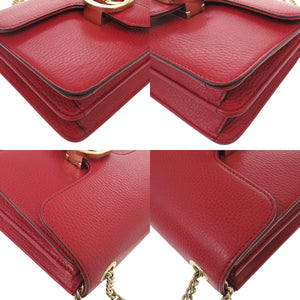 美品 グッチ インターロッキングG チェーンショルダーバッグ 510304203998 レザー レッド 1068【中古】GUCCI